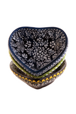 Kalp Kase 10cm – Dantel Desenli, El Yapımı Seramik