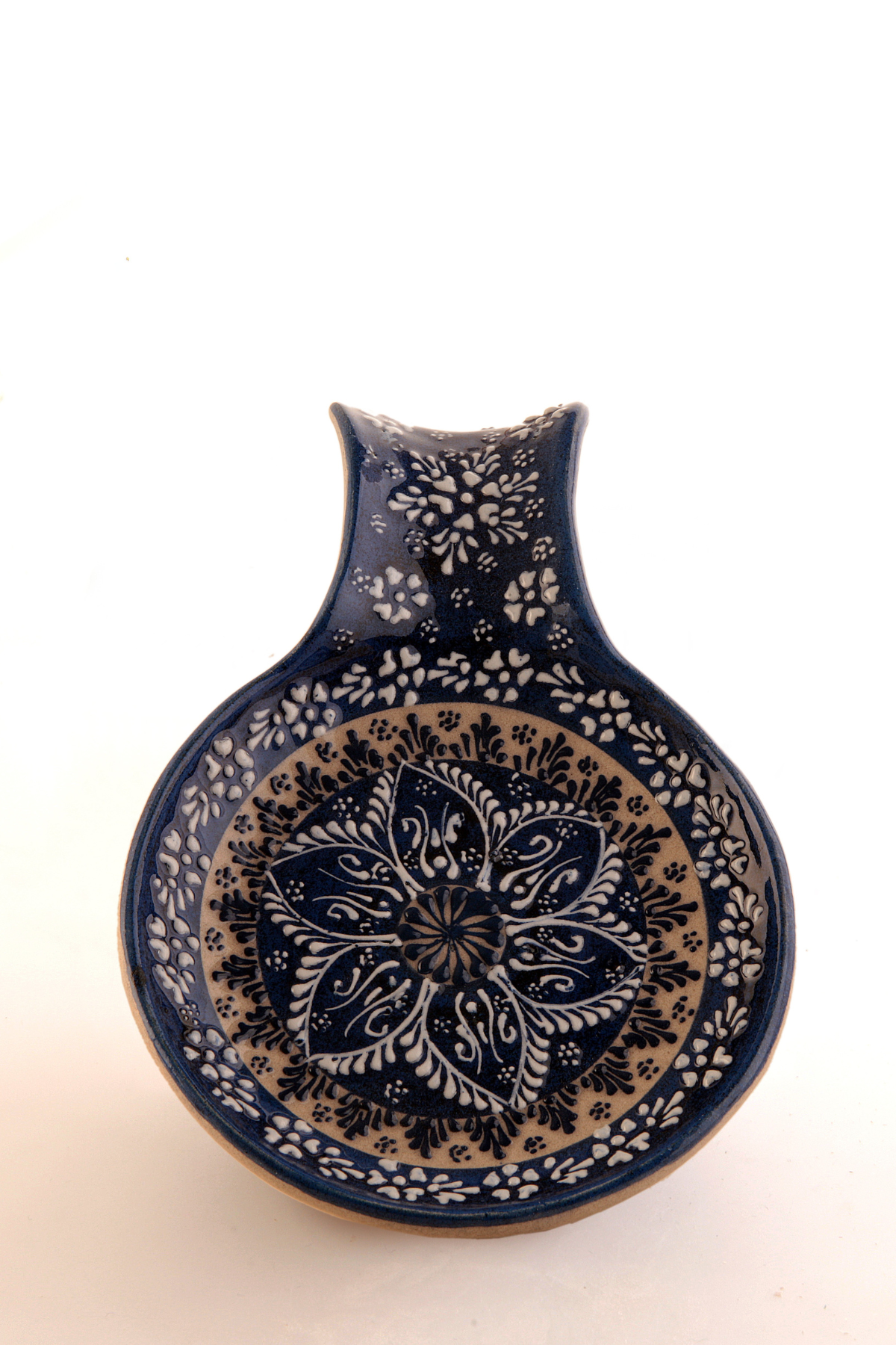 Dantel Desenli Kaşık Tutucu – Kısa Model, El Yapımı Seramik