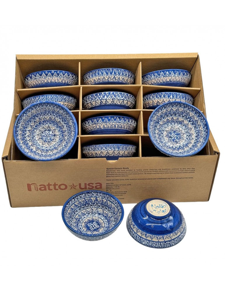 Lace Kase 10cm – Mavi Desenli, El Yapımı Seramik