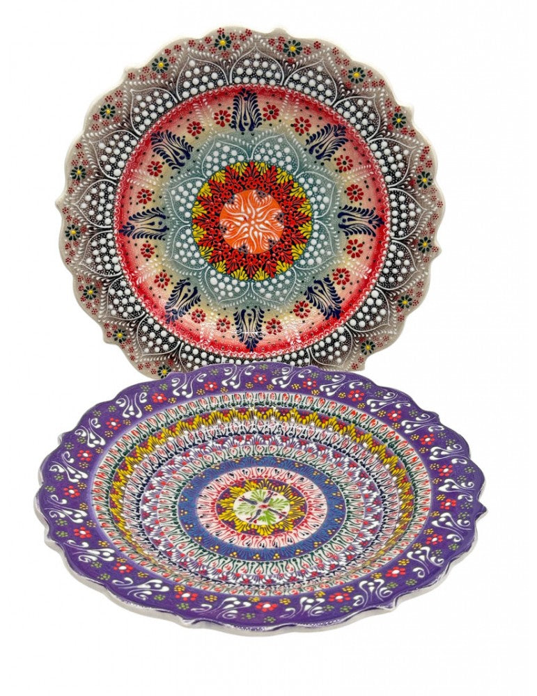 Dantel Desenli Tabak25cm – El Yapımı Seramik