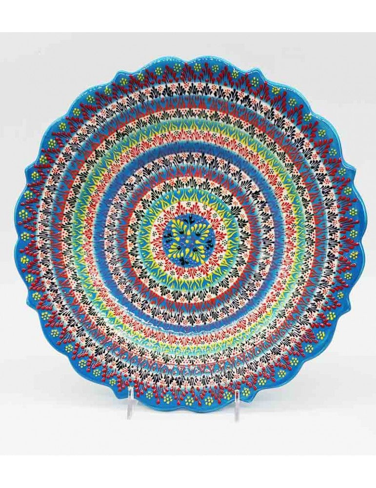 Dantel Desenli Tabak 33cm – El Yapımı Seramik